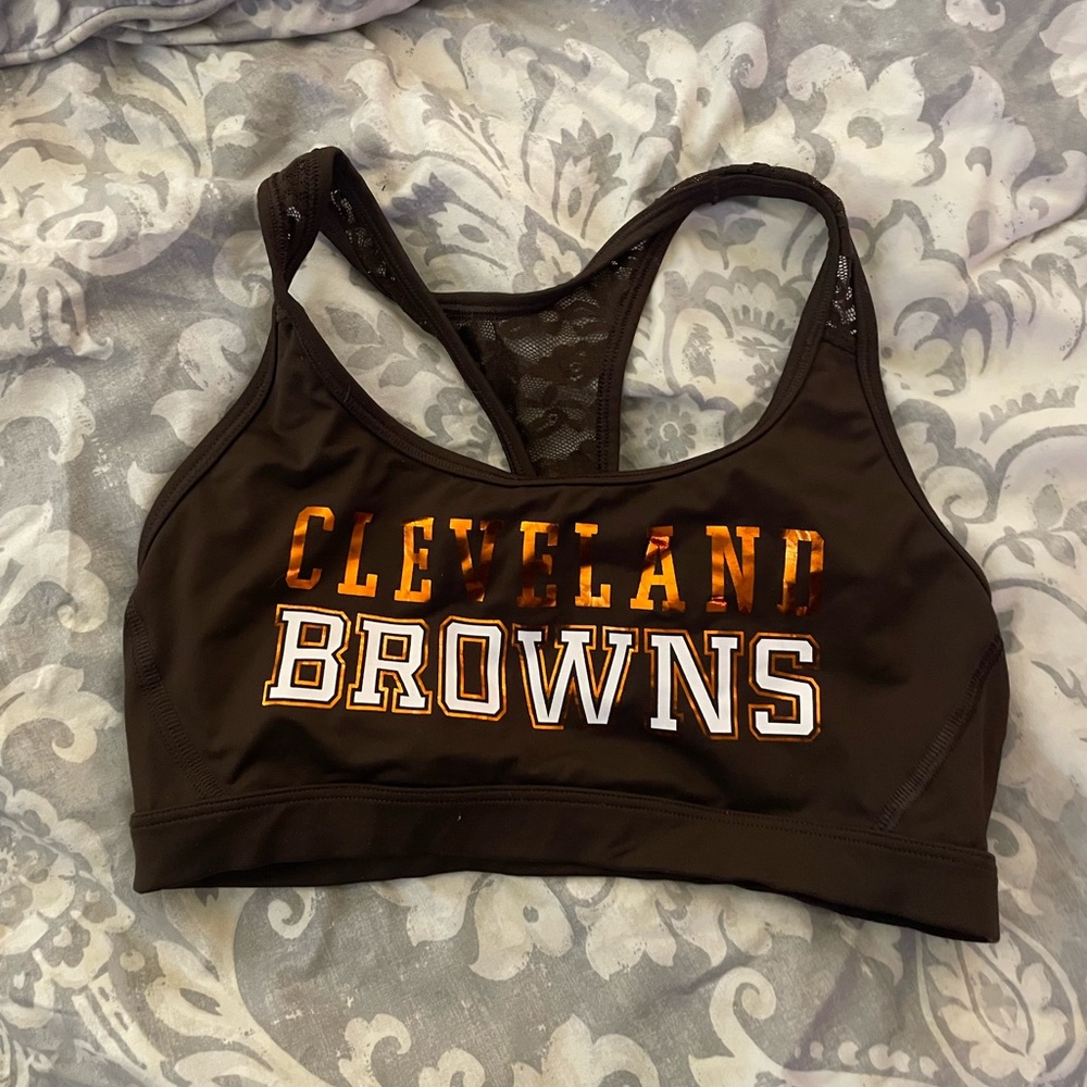 PINK cleveland browns sports bra